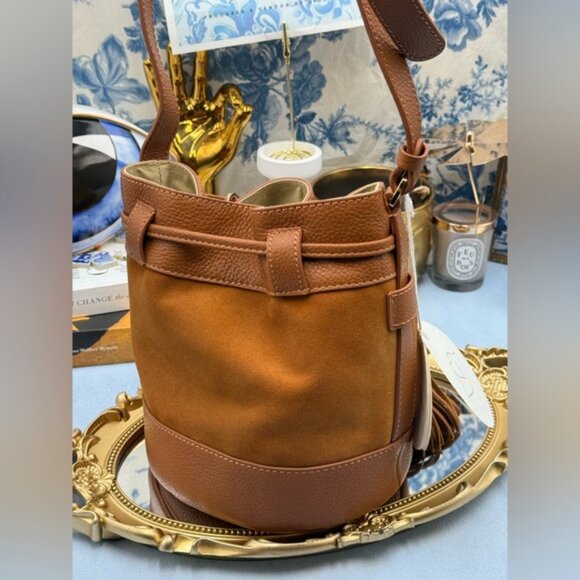 🆕 SEE BY CHLOE 🧿 NWT Vicki Bucket Bag, Caramello Leather & Suede - Picture 7 of 16